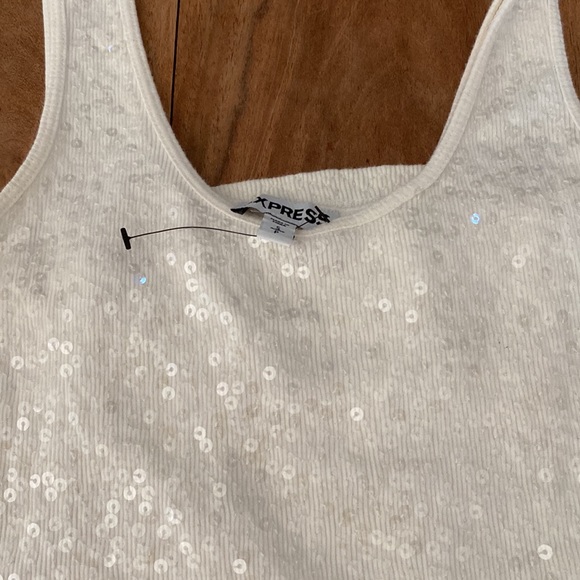 Express S/P Sequin Glittery Ivory Off White Tank Top! - Picture 8 of 8
